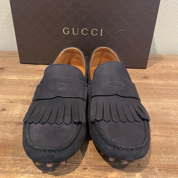 GUCCI Suede Driver Loafer Fringe Moccasin - Size 8.5 - Picture 7 of 7